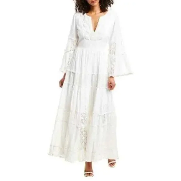$910 ALEXIS Hedda Embellished Eyelet Maxi Dress Gown Sz XS Boho Bridal R… - Picture 4 of 16